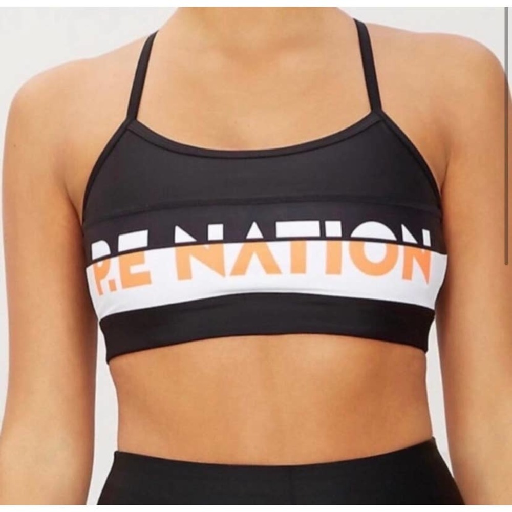 P.E NATION trackbar Sports Bra crop Top Black Medium